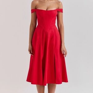 Elegant Red Off-Shoulder Dress